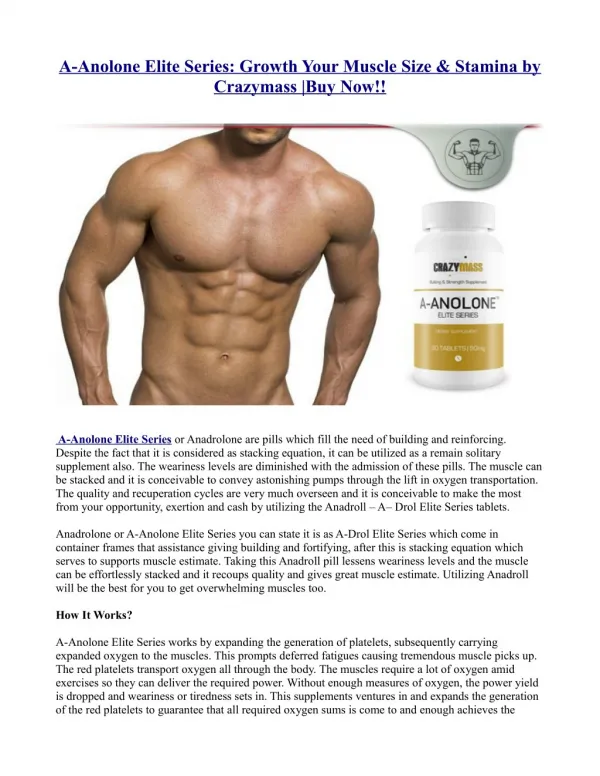 A-Anolone Elite Series: Growth Your Muscle Size & Stamina by Crazymass |Buy Now!!