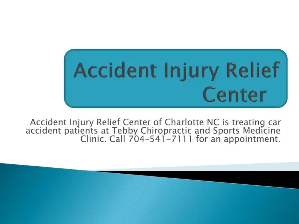 Accident Injury Relief Center | Chiropractor in Charlotte NC
