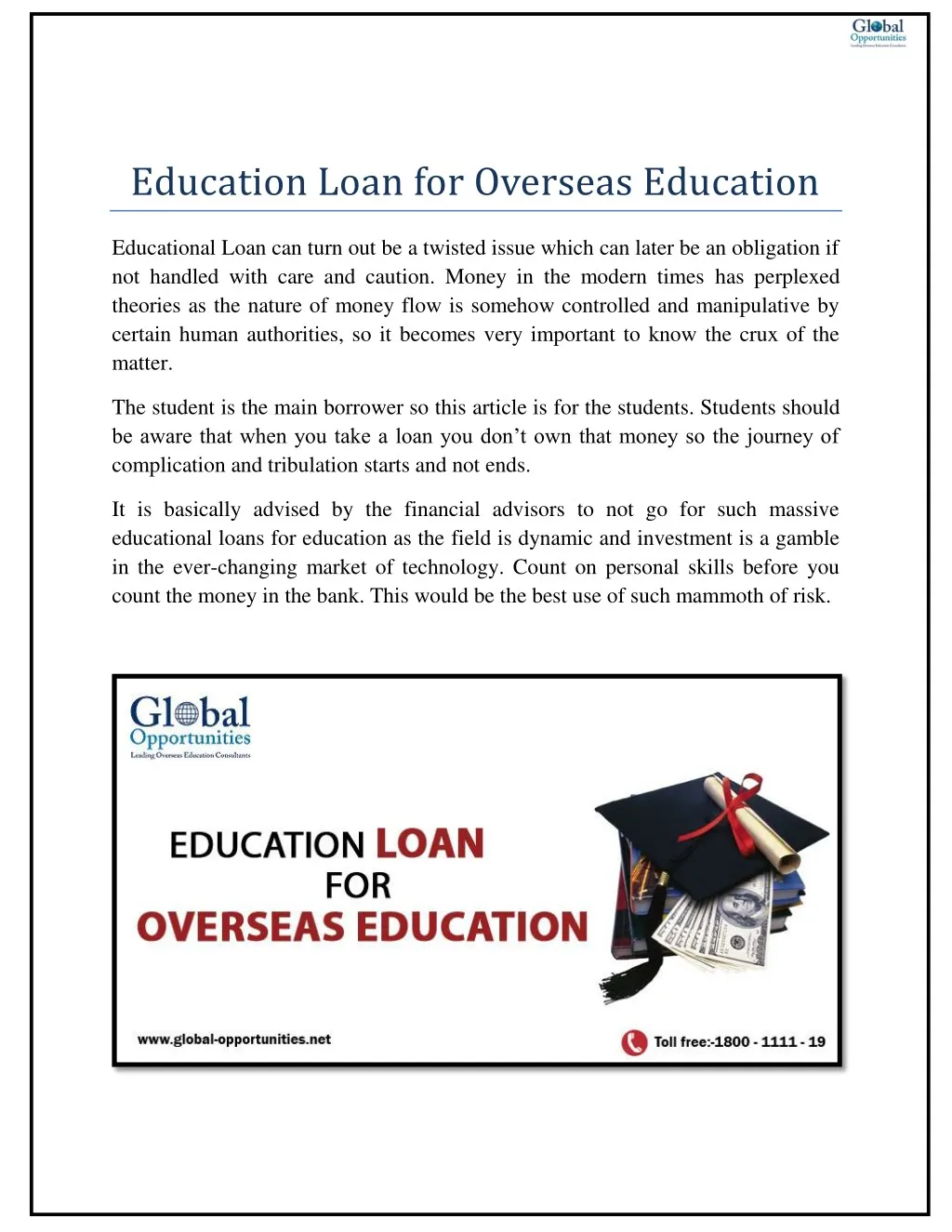 education loan for overseas education