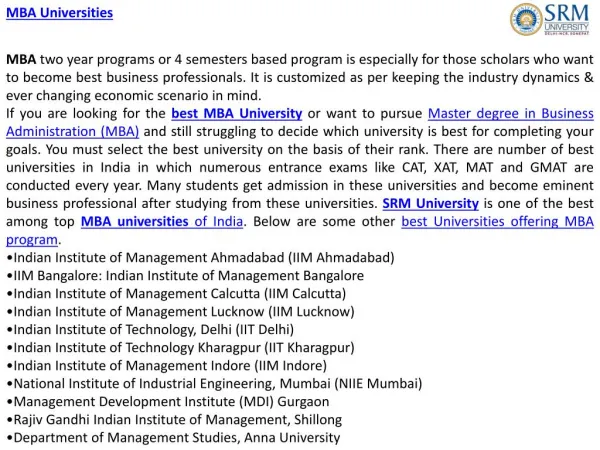 Management Courses in haryana | SRM University, Delhi NCR Sonepat Haryana