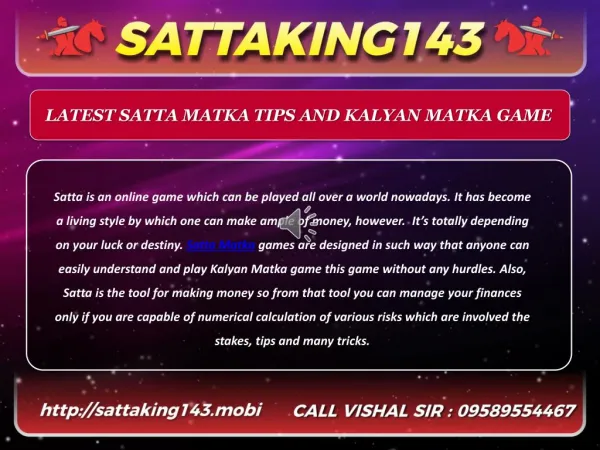 SATTA MATKA GUESSING TIPS: KALYAN MATKA GAME