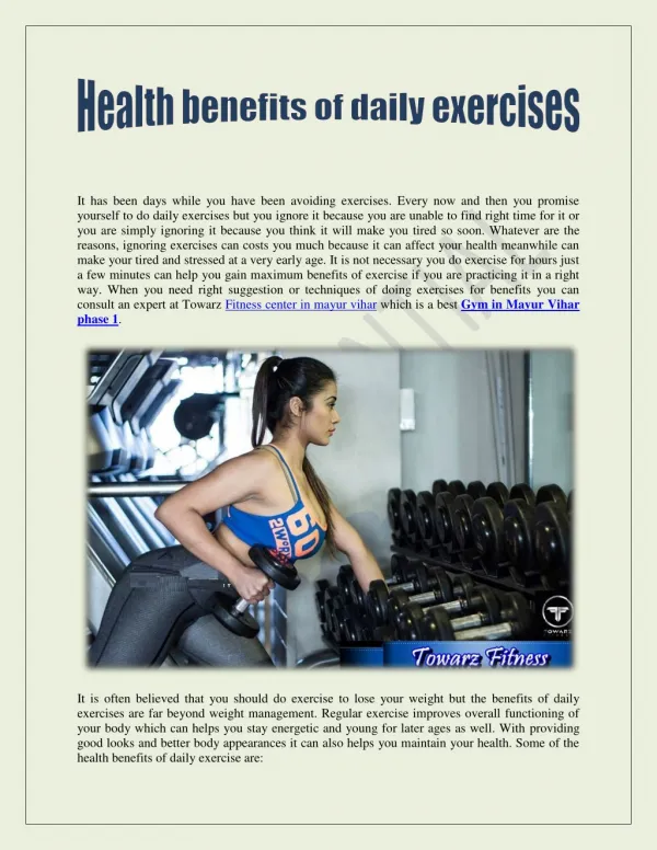 Health benefits of daily exercises