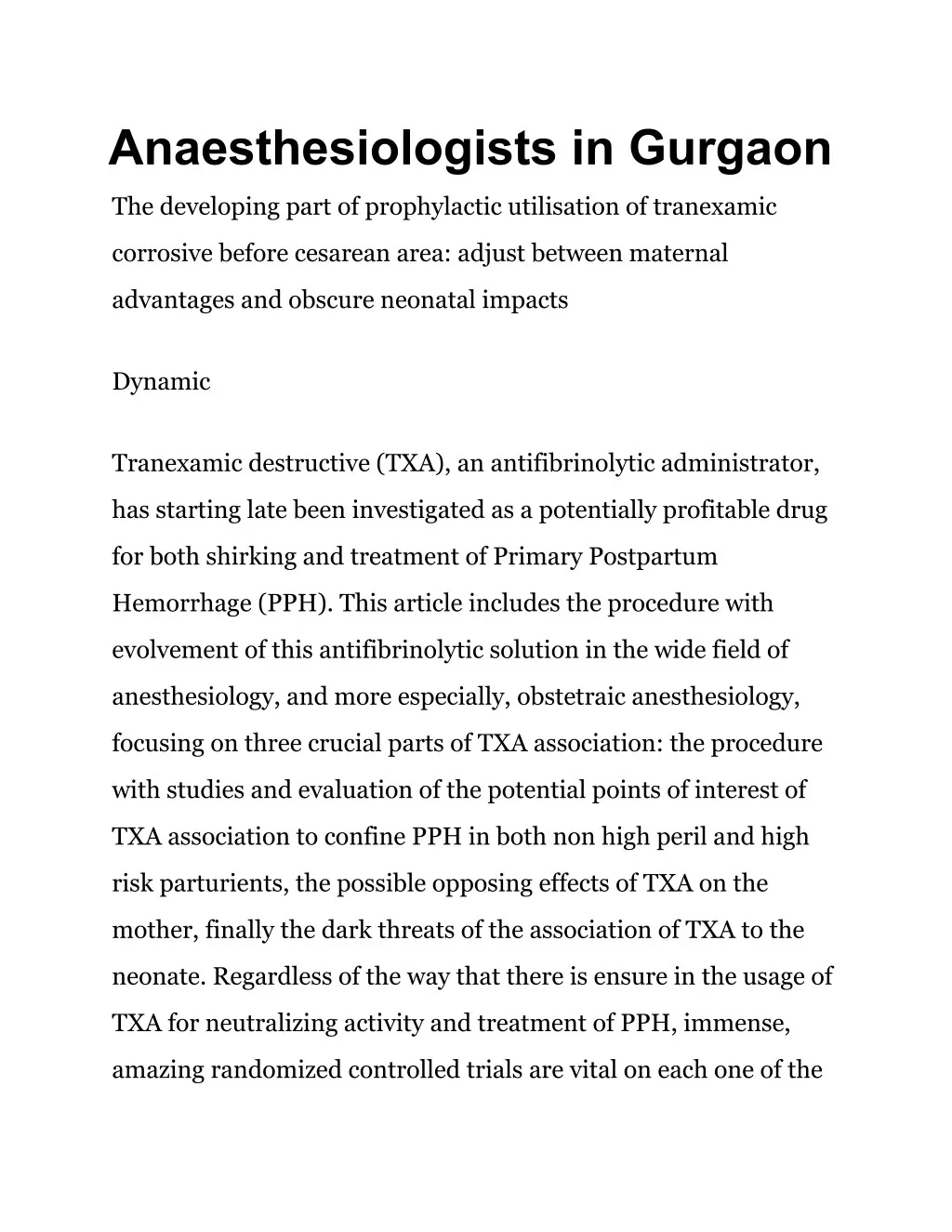 anaesthesiologists in gurgaon