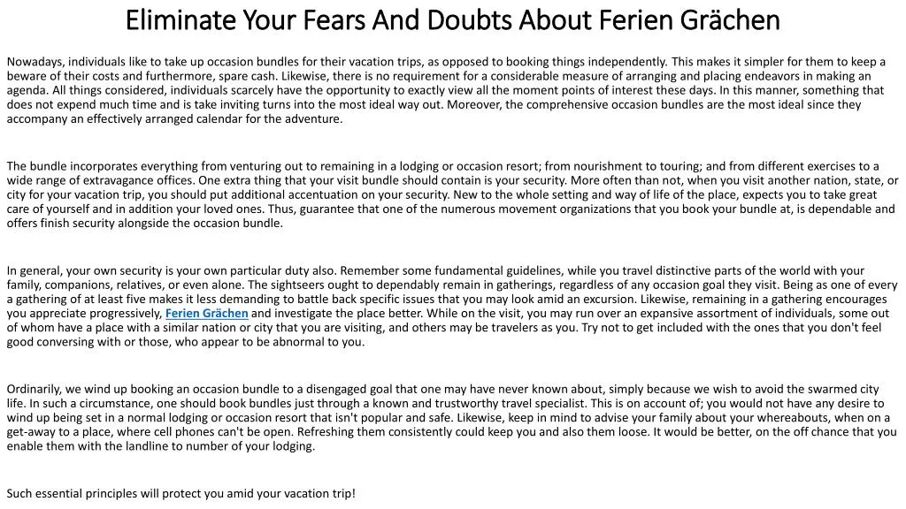 eliminate your fears and doubts about ferien gr chen