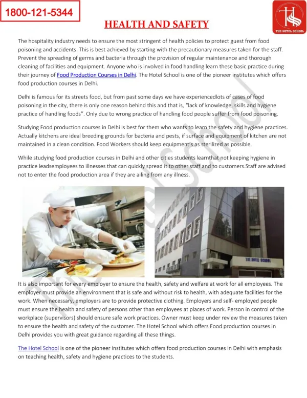 Food Production Courses in Delhi