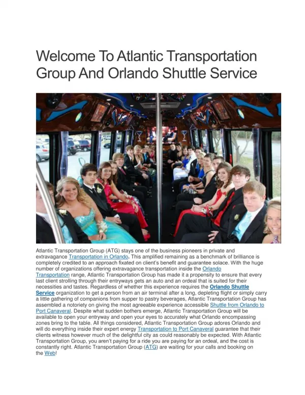 Welcome To Atlantic Transportation Group And Orlando Shuttle Service