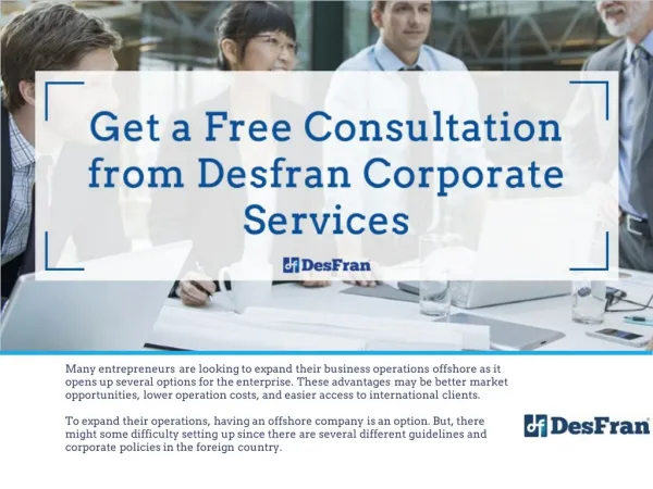 Get A Free Consultation From DesFran Corporate Services