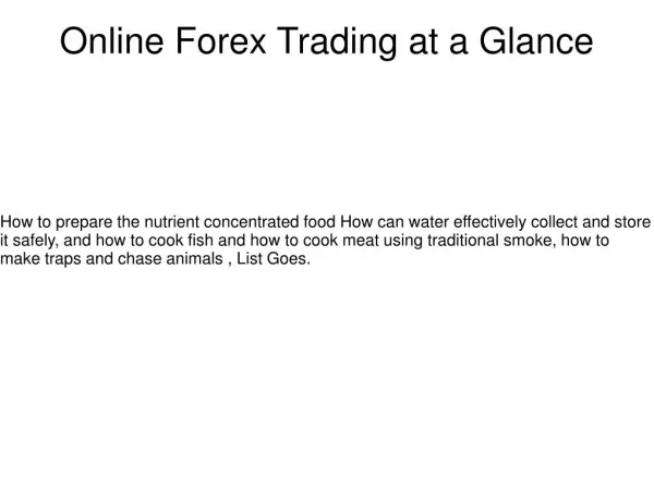 Online Forex Trading at a Glance