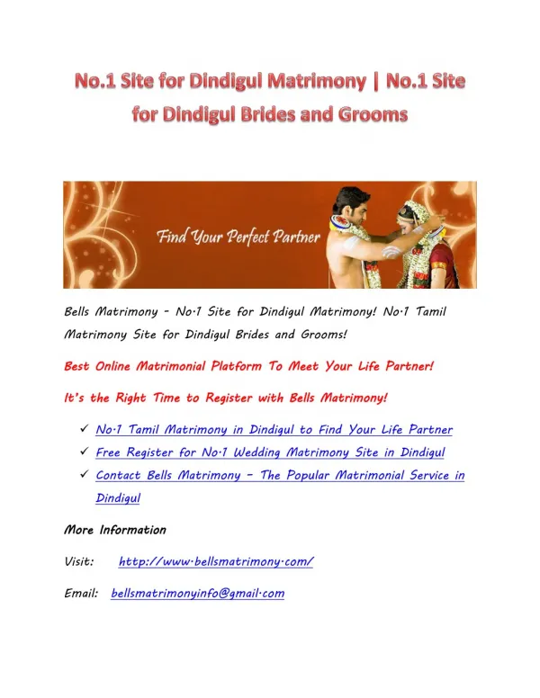 No 1 Site for Dindigul Tamil Hindu Matrimony Matrimonials