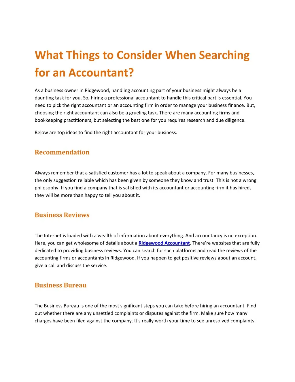 what things to consider when searching