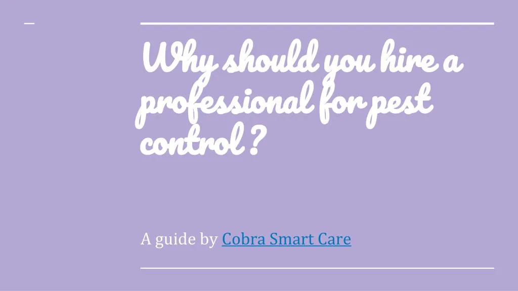 why should you hire a professional for pest control