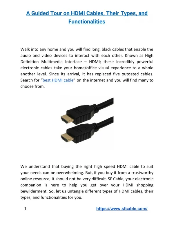 A Guided Tour on HDMI Cables, Their Types, and Functionalities