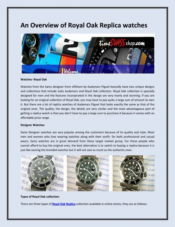 An Overview of Royal Oak Replica watches