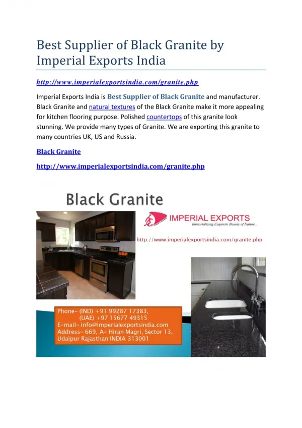 Best Supplier of Black Granite by Imperial Exports India