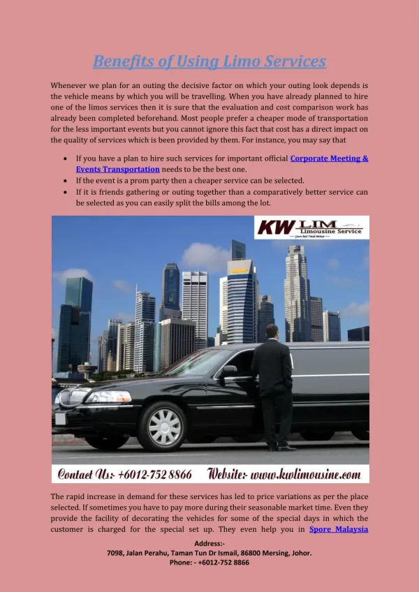 Benefits of Using Limo Services