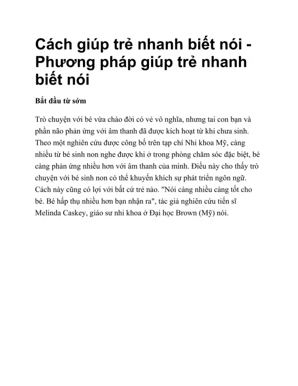 CÃ¡ch giÃºp tráº» nhanh biáº¿t nÃ³i - PhÆ°Æ¡ng phÃ¡p giÃºp tráº» nhanh biáº¿t nÃ³i