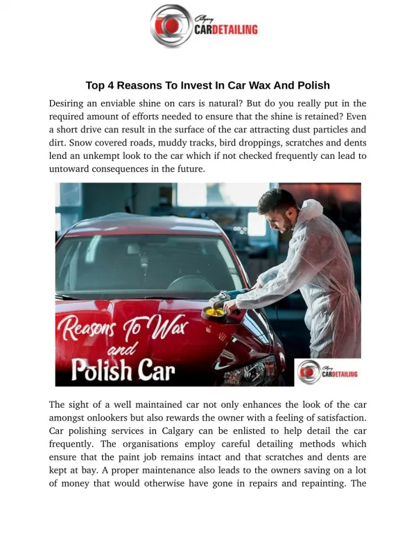 Top 4 Reasons To Invest In Car Wax And Polish