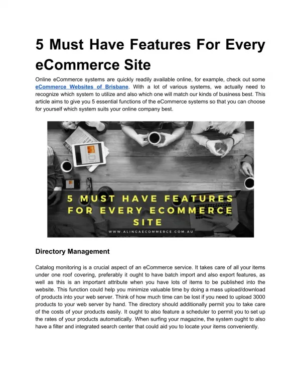 Top 5 Features Of A Successful eCommerce Site