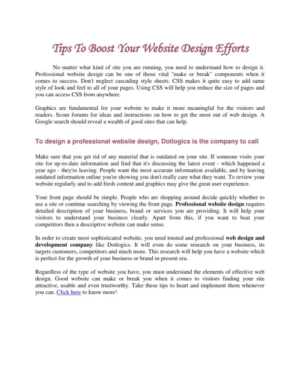 Tips To Boost Your Website Design Efforts