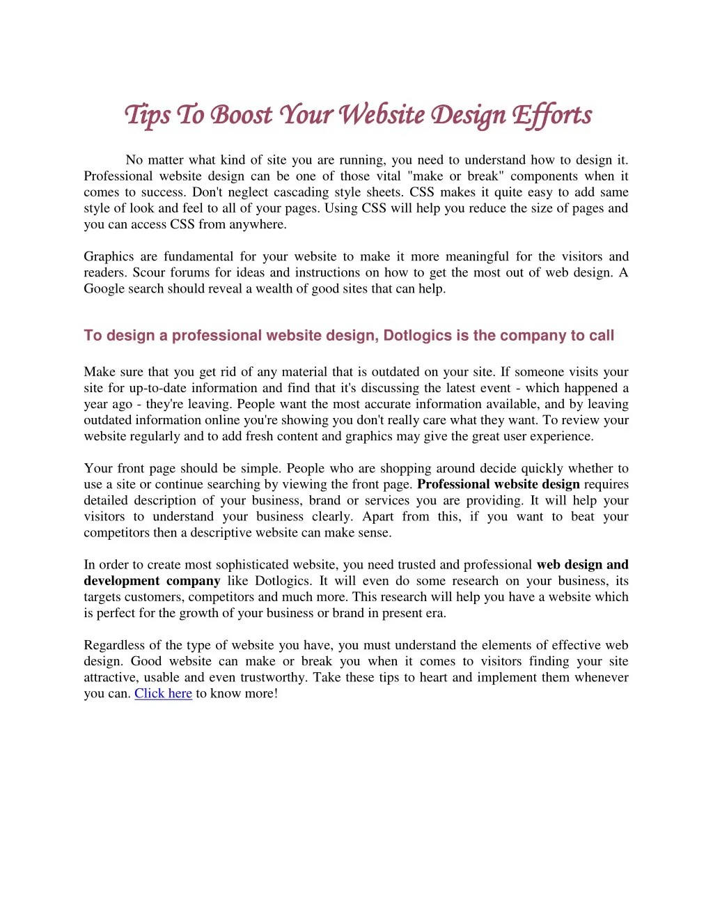 tips to boost your website design efforts tips