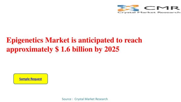 Epigenetics Market is anticipated to reach approximately $ 1.6 billion by 2025