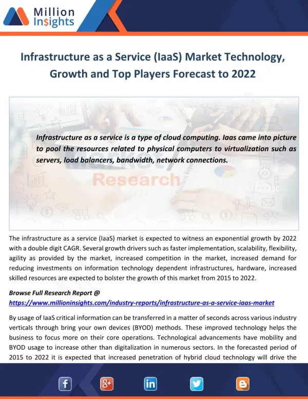 Infrastructure as a Service (IaaS) Market Technology, Growth and Top Players Forecast to 2022