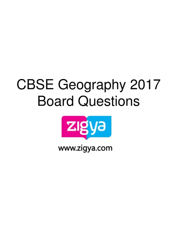 Download CBSE Geography Solved Board Paper