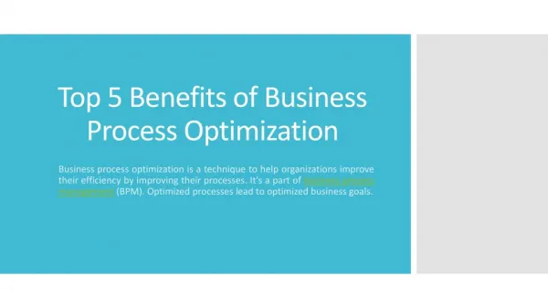 Top 5 benefits of business process optimization