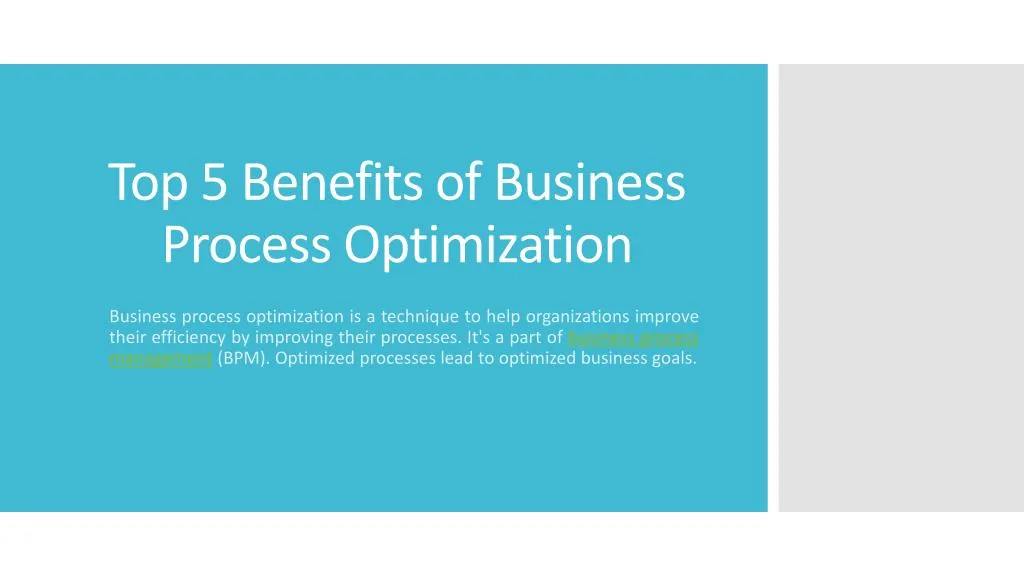 top 5 benefits of business process optimization