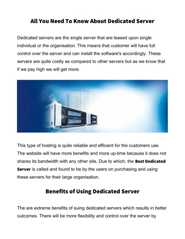 Cheap Dedicated Server