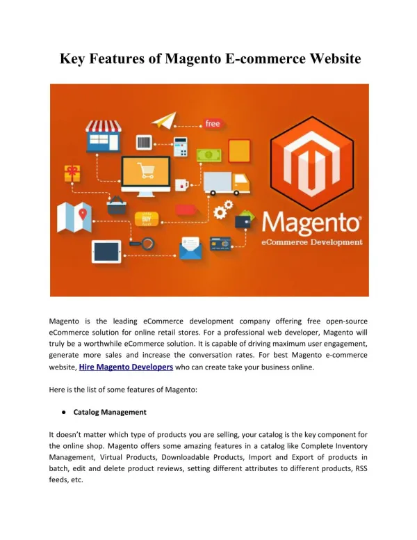 Key Features of Magento E-commerce Website