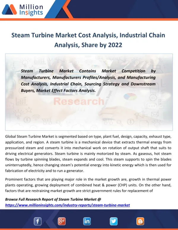 Steam Turbine Market Production Growth by Type, Price, Trend From 2017-2022