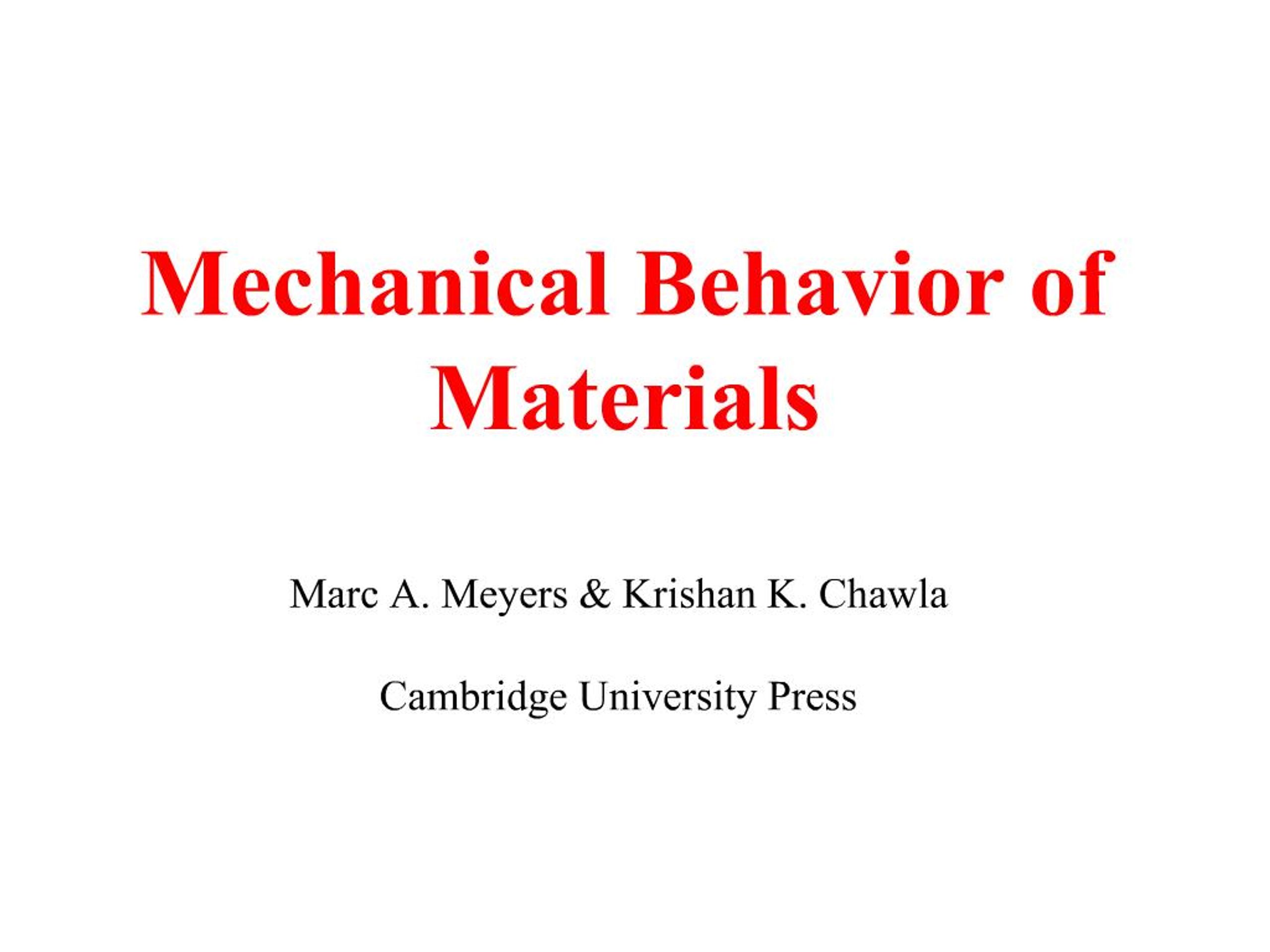 PPT - Mechanical Behavior of Materials PowerPoint Presentation, free ...