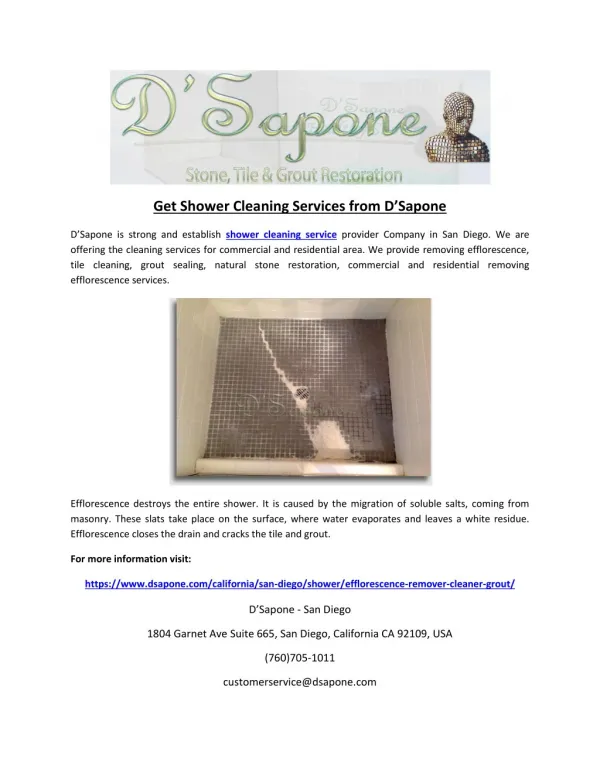 Get Shower Cleaning Services from D’Sapone