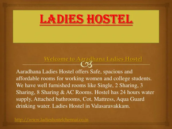 Ladies Hostel in Valasaravakkam | Working Womens Hostel in Valasaravakkam | Ladi
