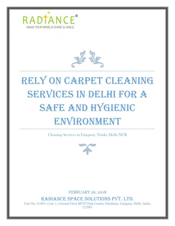 Carpet Cleaning Services in Delhi for a Safe and Hygienic Environment
