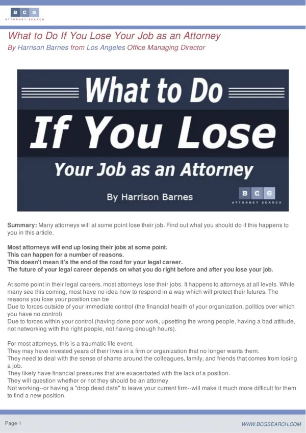 What to Do If You Lose Your Job as an Attorney