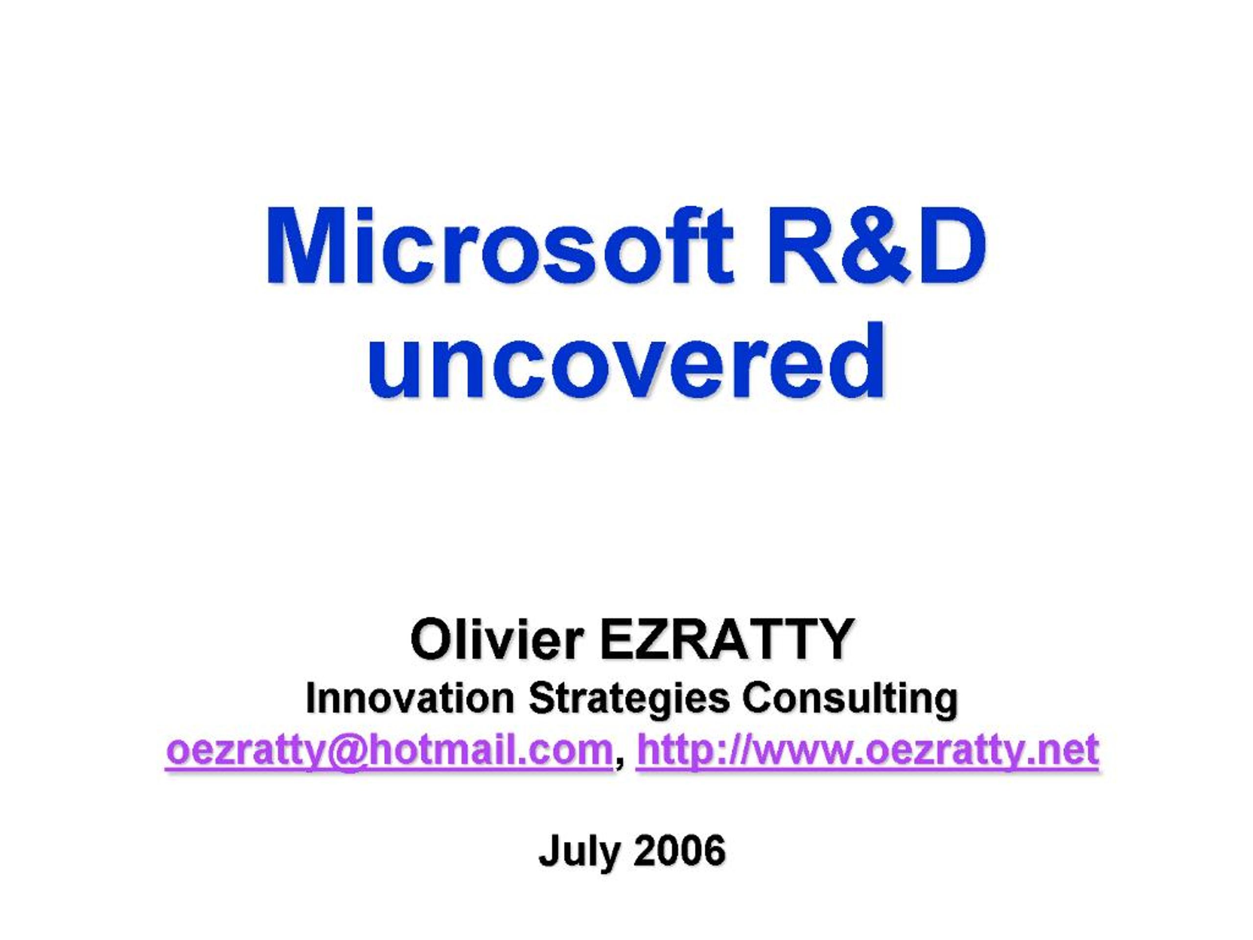 PPT - Microsoft RD uncovered PowerPoint Presentation, free download ...