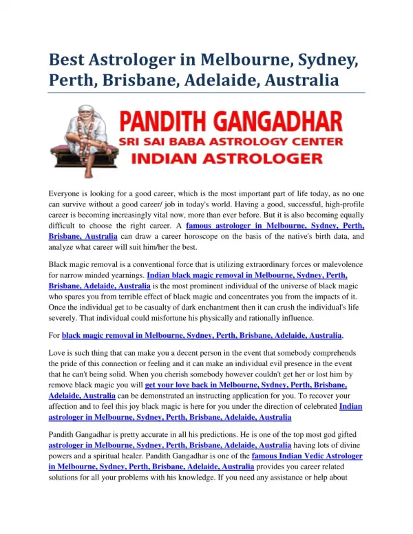 Best Astrologer in Melbourne, Sydney, Perth, Brisbane, Adelaide, Australia