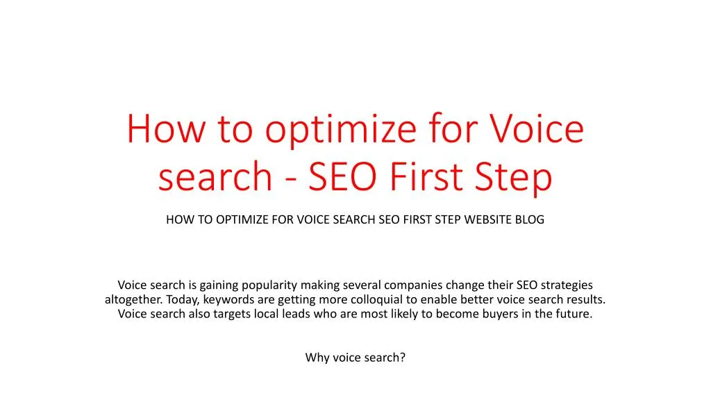 how to optimize for voice search seo first step