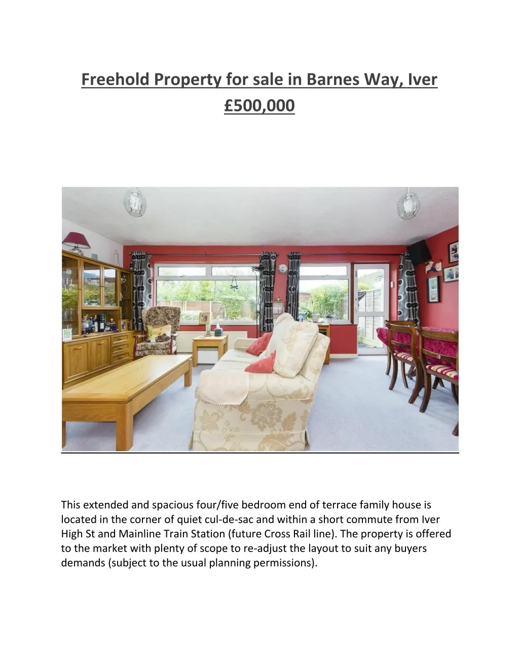 freehold property for sale in barnes way iver