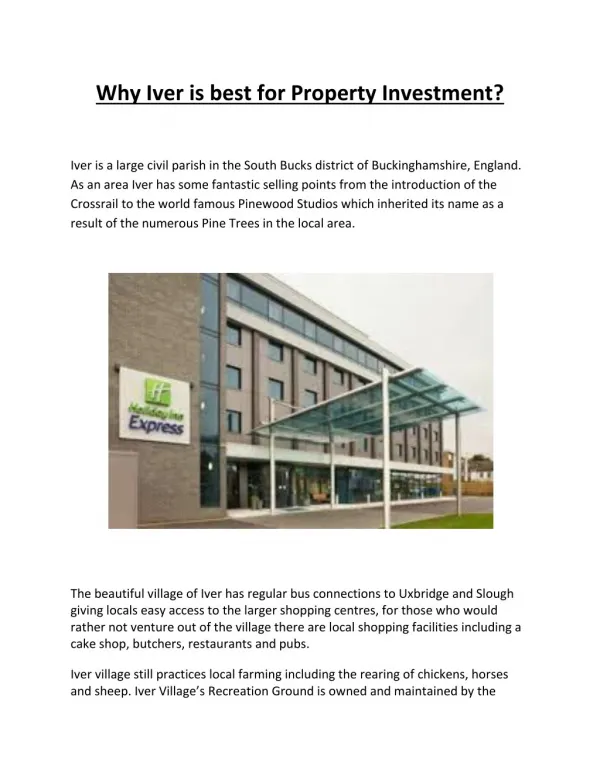 Why Iver is best for Property Investment?