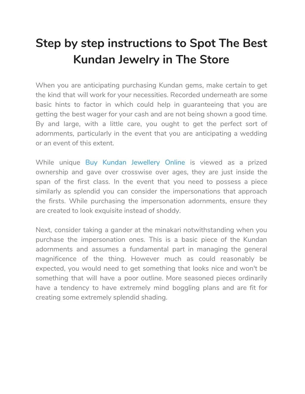 step by step instructions to spot the best kundan