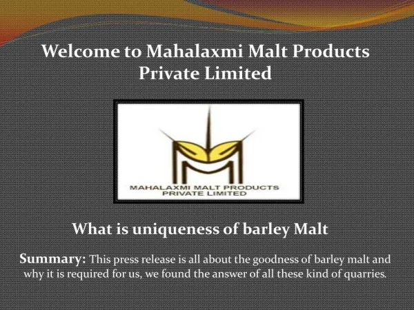 Barley malt powder and Barley Malt Grain - Mahalaxmimaltextract