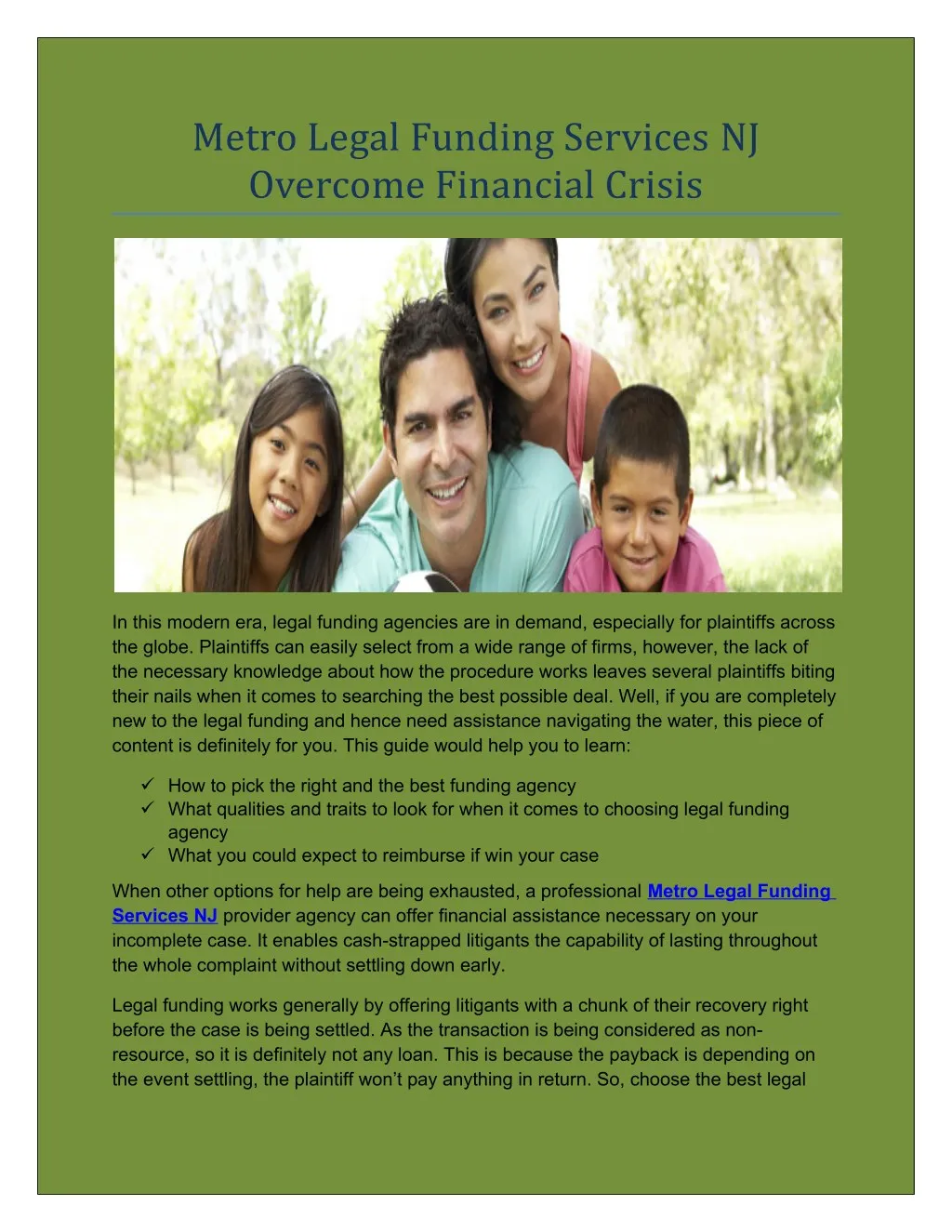 metro legal funding services nj overcome