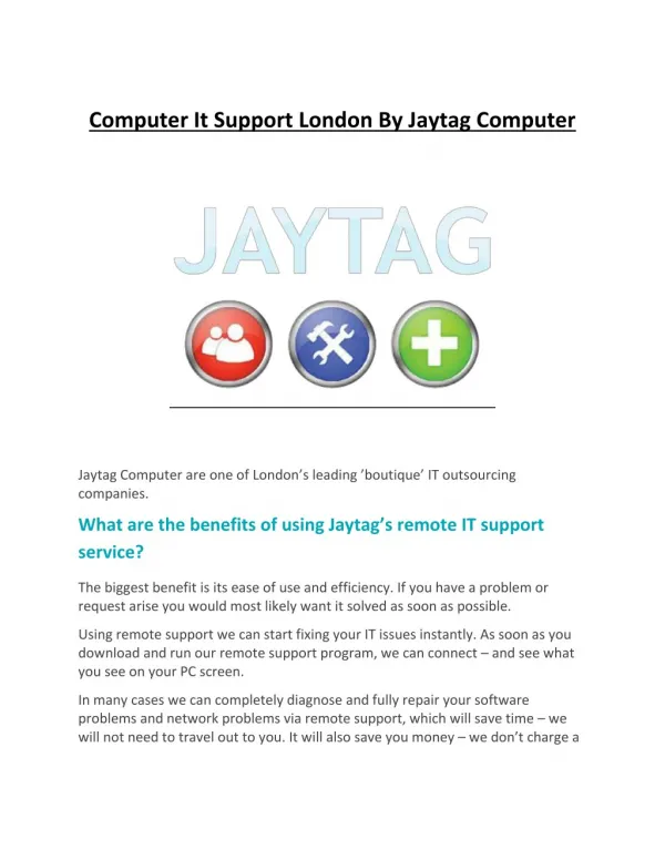 Computer It Support London By Jaytag Computer