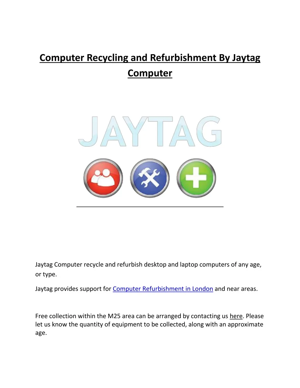 computer recycling and refurbishment by jaytag