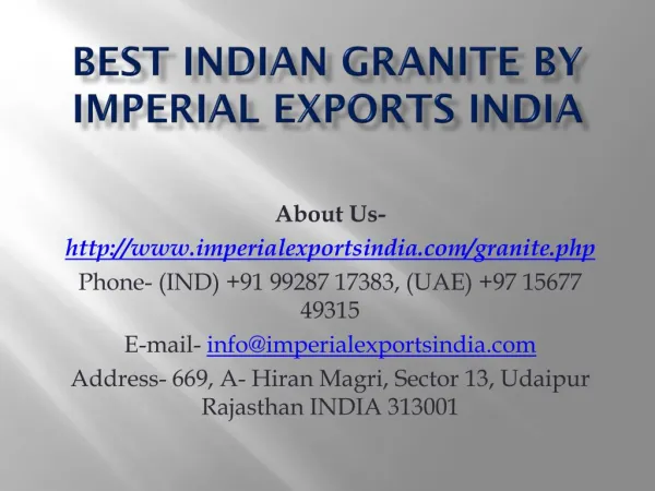 Best Indian Granite by Imperial Exports India