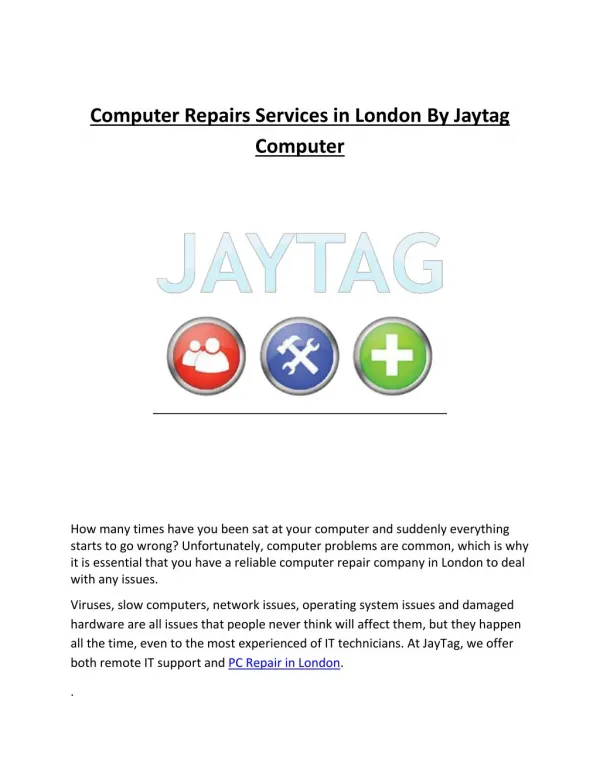Computer Repairs Services in London By Jaytag Computer