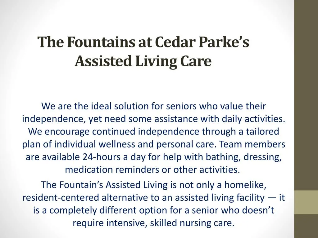 the fountains at cedar parke s assisted living care